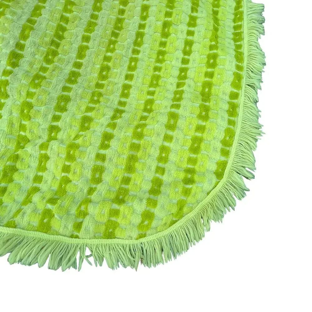 Vintage Sears Twin Tufted Bedspread Fringe Trim Chartreuse